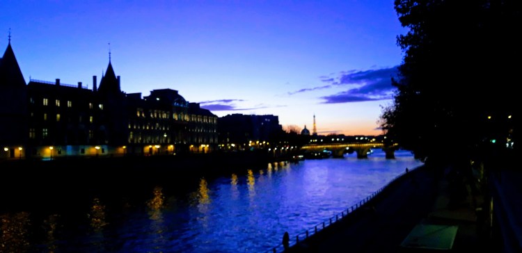 Paris: banks of the Seine at sunset